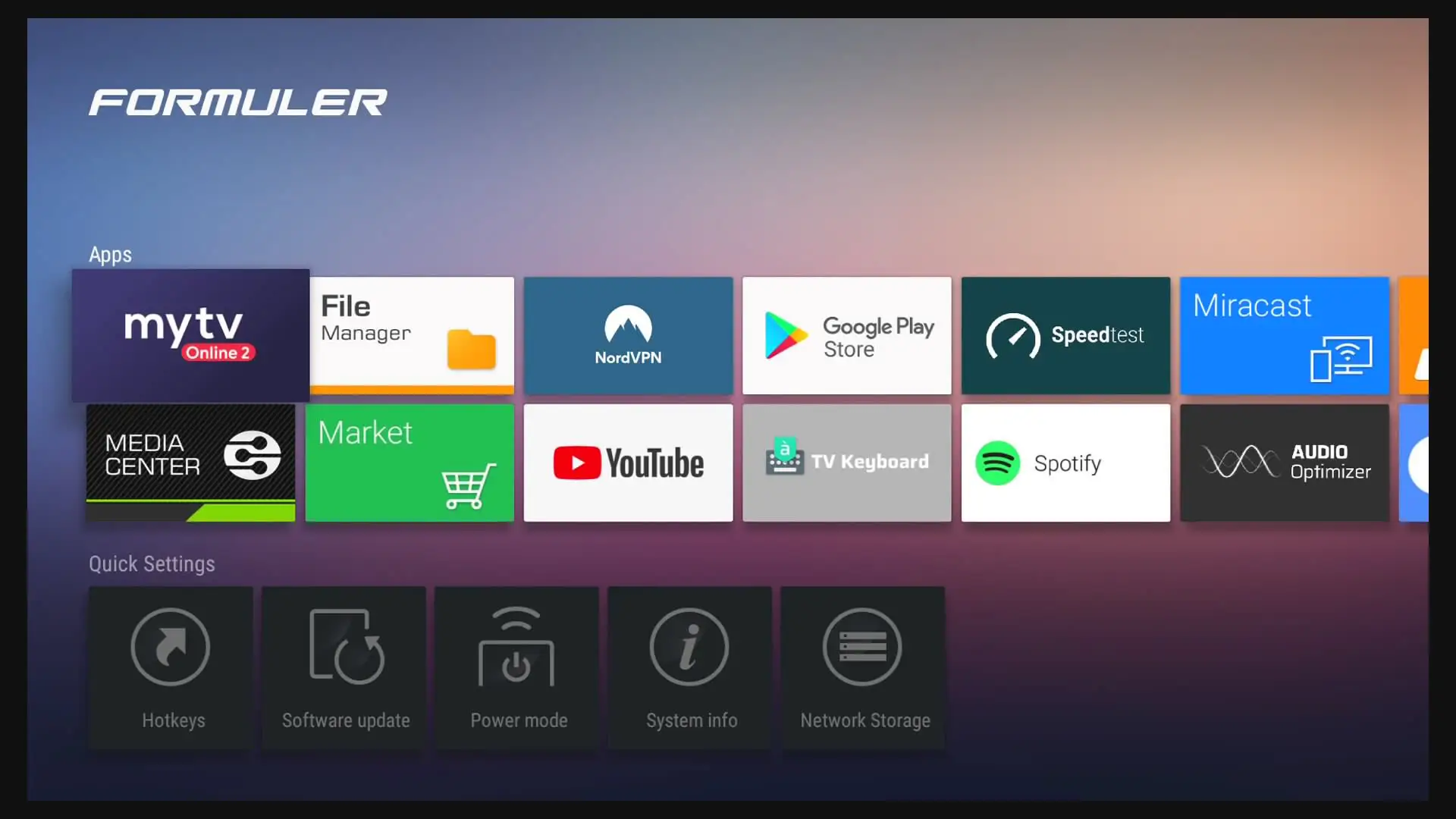 formuler apps and applications - homescreen